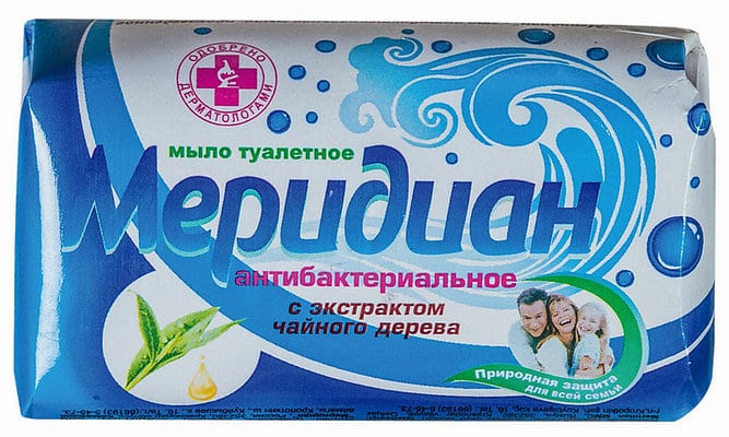 Мыло туалетное антибактериальное ТМ "Меридиан" в упаковке 100 гр продажа оптом